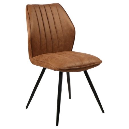 Chaise MAGNUS en tissu coloris whisky de style vintage