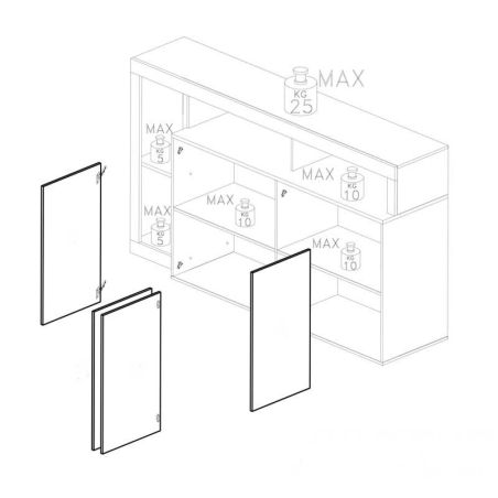 Buffet design 4 portes BURGA 184 cm - proposé en 2 finitions