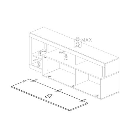 Meuble TV design BURGA 184 cm - proposé en 2 finitions