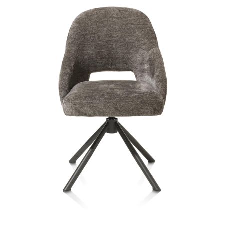Nikolas, chaise - pied centrale tournable - gris (RAL 7022) - tissu Enzo - Henders and Hazel