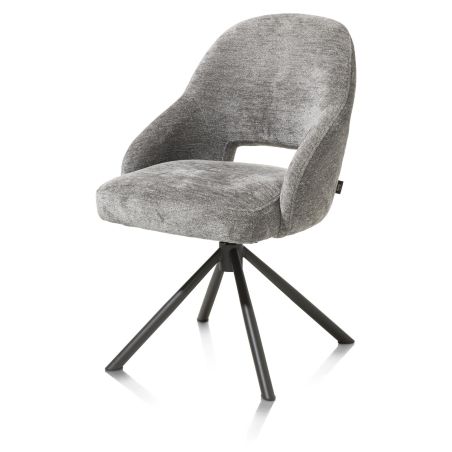 Nikolas, chaise - pied centrale tournable - gris (RAL 7022) - tissu Enzo - Henders and Hazel