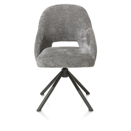 Nikolas, chaise - pied centrale tournable - gris (RAL 7022) - tissu Enzo - Henders and Hazel