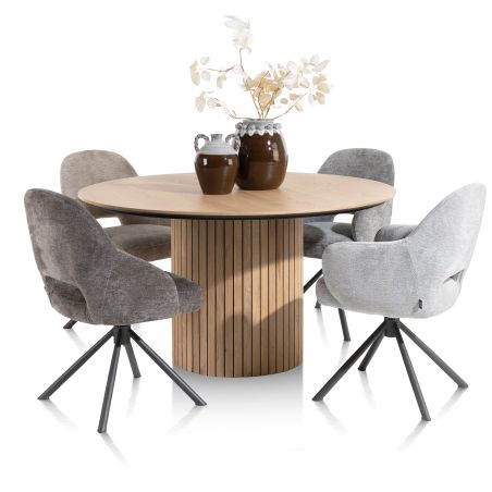 Nikolas, chaise - pied centrale tournable - gris (RAL 7022) - tissu Enzo - Henders and Hazel
