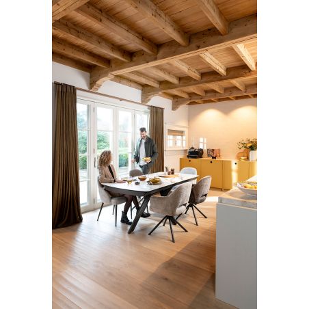 Nikolas, chaise - pied centrale tournable - gris (RAL 7022) - tissu Enzo - Henders and Hazel