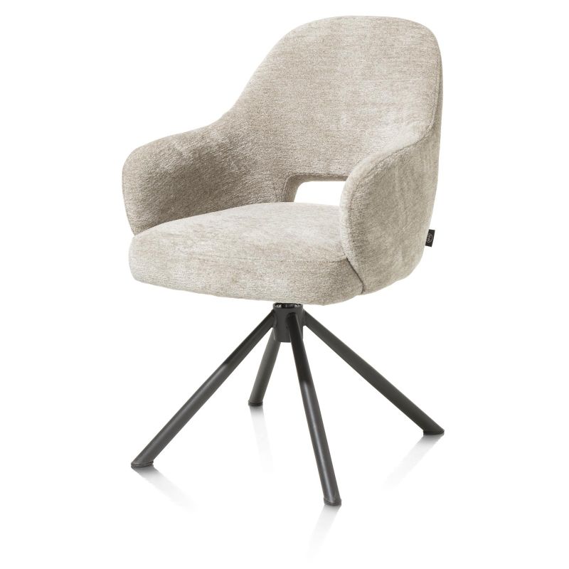 Nikolas, fauteuil - pied centrale tournable - gris (RAL 7022) - tissu Enzo - Henders and Hazel
