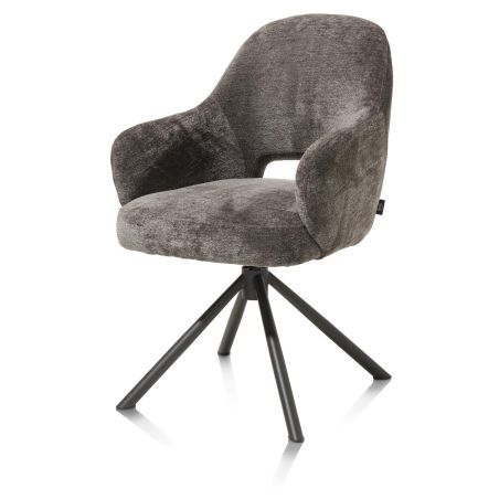 Nikolas, fauteuil - pied centrale tournable - gris (RAL 7022) - tissu Enzo - Henders and Hazel