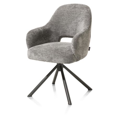 Nikolas, fauteuil - pied centrale tournable - gris (RAL 7022) - tissu Enzo - Henders and Hazel