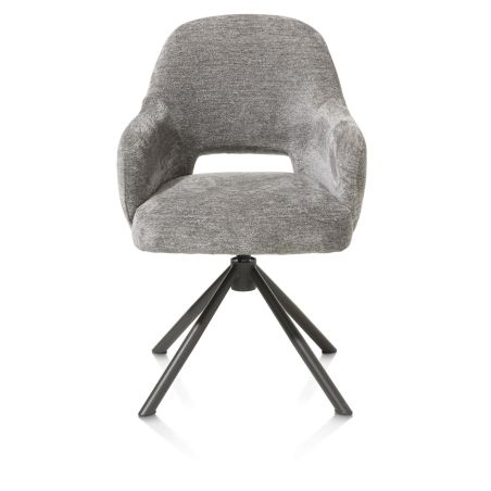 Nikolas, fauteuil - pied centrale tournable - gris (RAL 7022) - tissu Enzo - Henders and Hazel