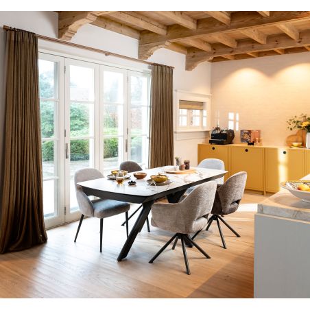 Nikolas, fauteuil - pied centrale tournable - gris (RAL 7022) - tissu Enzo - Henders and Hazel
