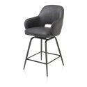Nikolas, chaise de bar - pivotante - graphite (RAL 7022) - tissu Pala - Henders and Hazel