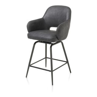 Nikolas, chaise de bar - pivotante - graphite (RAL 7022) - tissu Pala - Henders and Hazel