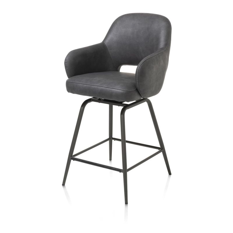 Nikolas, chaise de bar - pivotante - graphite (RAL 7022) - tissu Pala - Henders and Hazel