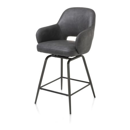 Nikolas, chaise de bar - pivotante - graphite (RAL 7022) - tissu Pala - Henders and Hazel