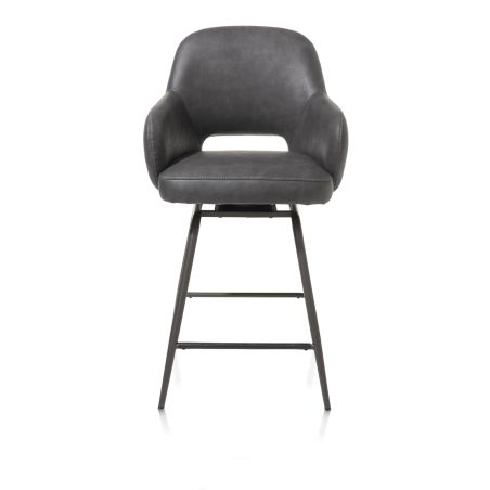 Nikolas, chaise de bar - pivotante - graphite (RAL 7022) - tissu Pala - Henders and Hazel