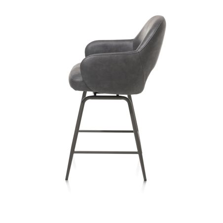 Nikolas, chaise de bar - pivotante - graphite (RAL 7022) - tissu Pala - Henders and Hazel