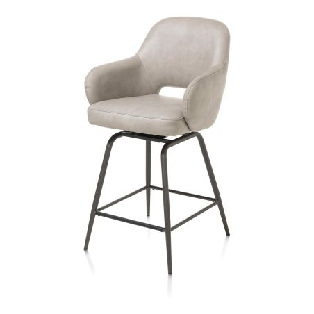 Nikolas, chaise de bar - pivotante - graphite (RAL 7022) - tissu Pala - Henders and Hazel