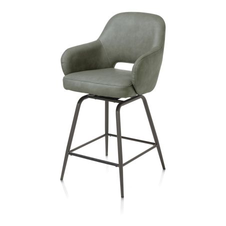 Nikolas, chaise de bar - pivotante - graphite (RAL 7022) - tissu Pala - Henders and Hazel