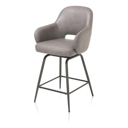 Nikolas, chaise de bar - pivotante - graphite (RAL 7022) - tissu Pala - Henders and Hazel