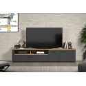 Meuble TV 210 cm ADRIAN avec 3 portes et 2 niches en coloris anthracite et chene coast
