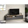 Meuble TV 210 cm ADRIAN avec 3 portes et 2 niches en coloris anthracite et chene coast