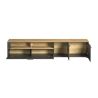Meuble TV 210 cm ADRIAN avec 3 portes et 2 niches en coloris anthracite et chene coast