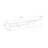 Meuble TV 210 cm ADRIAN avec 3 portes et 2 niches en coloris anthracite et chene coast