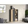 Highboard ADRIAN avec 1 porte pleine et 1 porte vitrée en coloris anthracite et chene coast