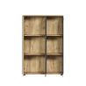 Highboard ADRIAN avec 1 porte pleine et 1 porte vitrée en coloris anthracite et chene coast