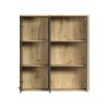Armoire suspendue ADRIAN avec 1 porte pleine et 1 porte vitrée en coloris anthracite et chene coast