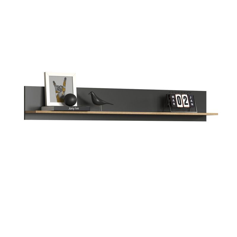 Etagere murale ADRIAN en coloris anthracite et chene coast