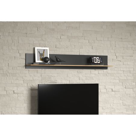Etagere murale ADRIAN en coloris anthracite et chene coast