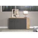 Highboard ADRIAN avec 1 porte pleine et 1 porte vitrée en coloris anthracite et chene coast
