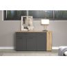 Highboard ADRIAN avec 1 porte pleine et 1 porte vitrée en coloris anthracite et chene coast