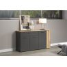 Highboard ADRIAN avec 1 porte pleine et 1 porte vitrée en coloris anthracite et chene coast
