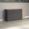 Highboard ADRIAN avec 1 porte pleine et 1 porte vitrée en coloris anthracite et chene coast