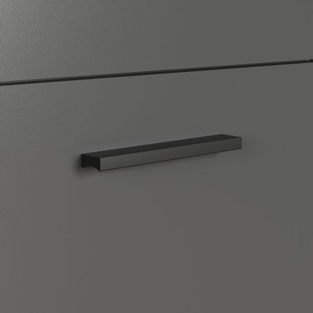 Highboard ADRIAN avec 1 porte pleine et 1 porte vitrée en coloris anthracite et chene coast