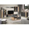 Highboard ADRIAN avec 1 porte pleine et 1 porte vitrée en coloris anthracite et chene coast