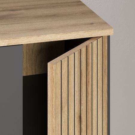 Buffet 150 cm ADRIAN avec 3 portes et 1 tiroir en coloris anthracite et chene coast