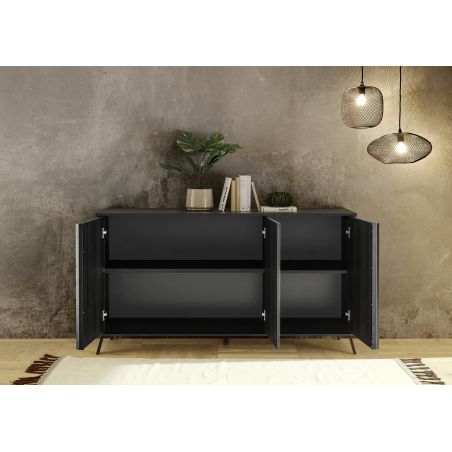 Buffet 3 portes HASTINGS en décor chêne cendre noir
