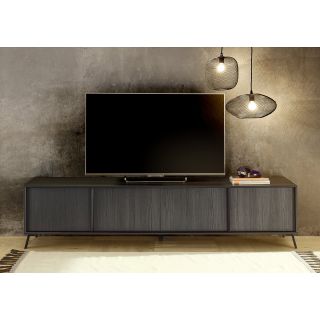 Meuble TV 3 portes HASTINGS en décor chêne noir cendré
