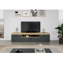 Meuble TV 230 cm COOPER avec 3 portes et 2 niches en coloris anthracite et chene coast