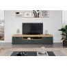 Meuble TV 230 cm COOPER avec 3 portes et 2 niches en coloris anthracite et chene coast