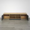 Meuble TV 230 cm COOPER avec 3 portes et 2 niches en coloris anthracite et chene coast