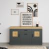 Meuble TV 230 cm COOPER avec 3 portes et 2 niches en coloris anthracite et chene coast