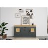 Meuble TV 230 cm COOPER avec 3 portes et 2 niches en coloris anthracite et chene coast