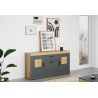 Meuble TV 230 cm COOPER avec 3 portes et 2 niches en coloris anthracite et chene coast