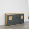 Meuble TV 230 cm COOPER avec 3 portes et 2 niches en coloris anthracite et chene coast