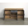 Meuble TV 230 cm COOPER avec 3 portes et 2 niches en coloris anthracite et chene coast