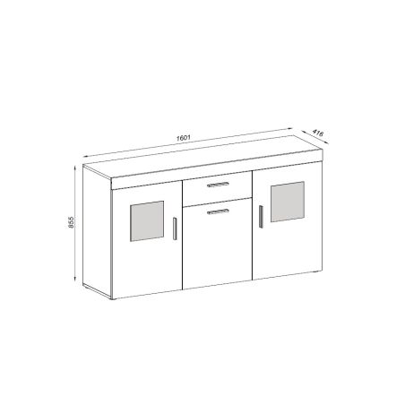 Meuble TV 230 cm COOPER avec 3 portes et 2 niches en coloris anthracite et chene coast