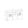 Meuble TV 230 cm COOPER avec 3 portes et 2 niches en coloris anthracite et chene coast